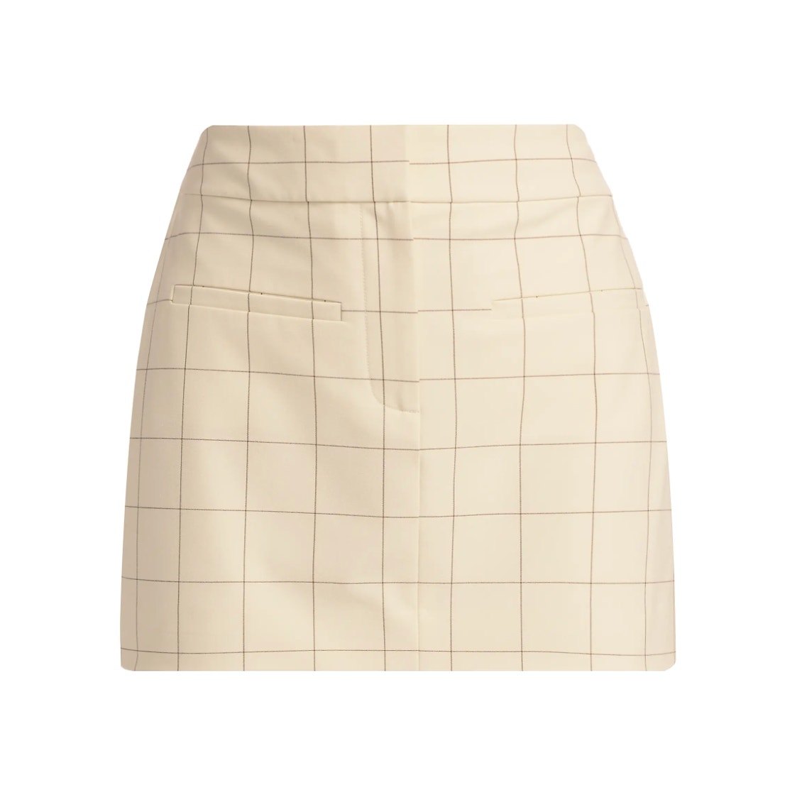 New Veronica Beard Elara Grid Skirt Womens Size 6 Ecru Deep Ochre Miniskirt